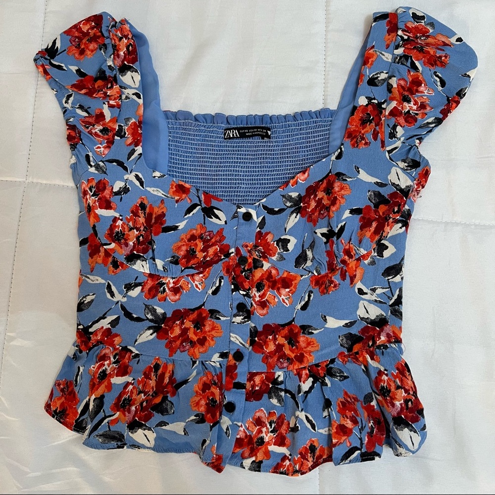 ZARA Floral Cropped Top XS